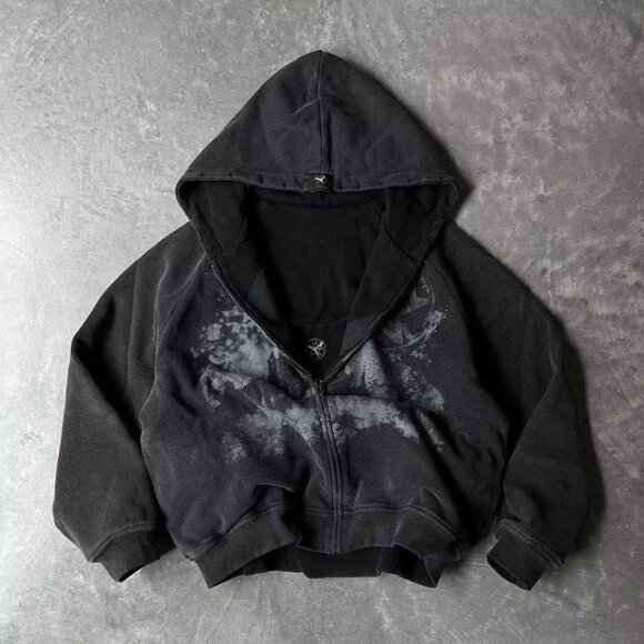 Black and Grey Zip up Hoodie - Picture 1 of 2